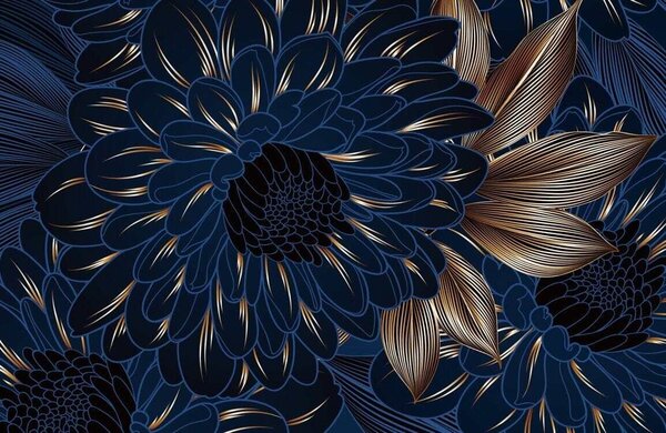 Fototapet Design floral elegant pe fundal închis, Fototapet flori 3D, Fototapet populare, u72140 - Tapeko.ro