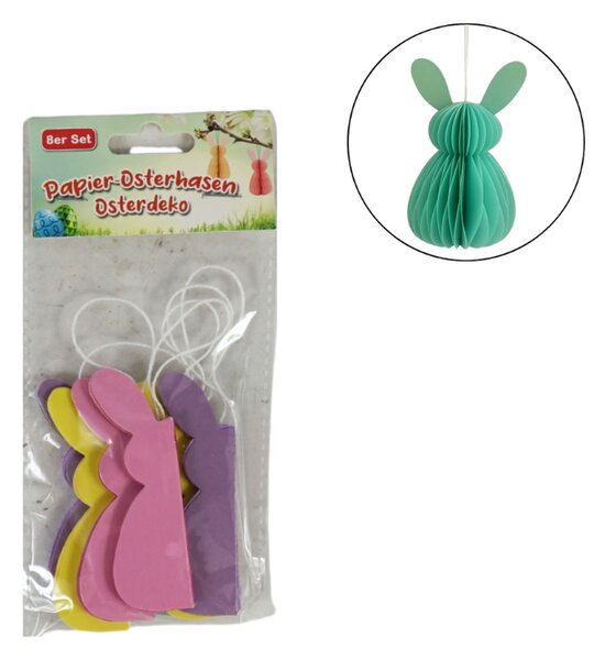 Ornamente suspendate BUNNY 8 cm set 8 buc, colorate