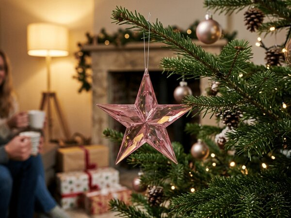 Decoratiune de Craciun DIAMOND STAR 9 cm, roz
