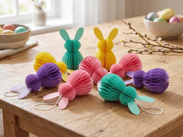 Ornamente suspendate BUNNY 8 cm set 8 buc, colorate
