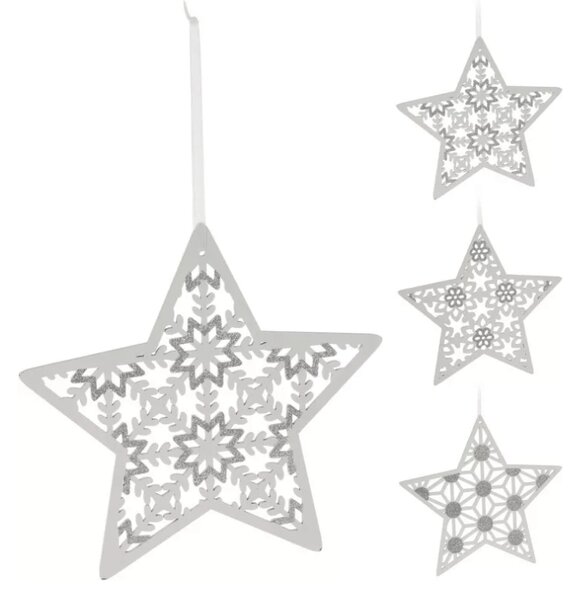 Stea suspendata de Craciun GLITTER STAR 22 cm, alba