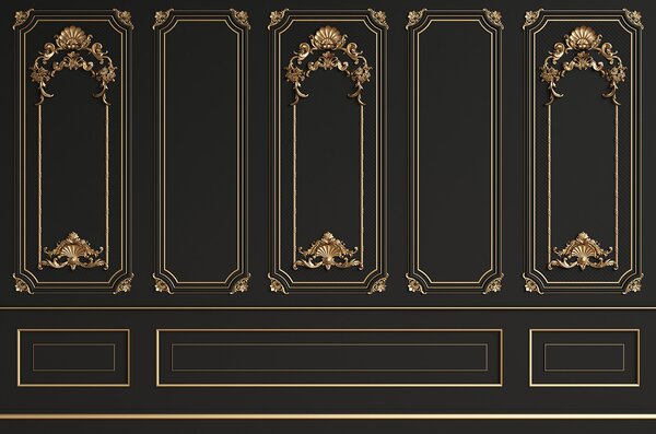 Fototapet Panouri negre elegante cu accente ornamentate, Fototapet designer, Fototapet populare, u72623 - Tapeko.ro