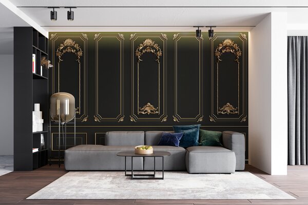 Fototapet Panouri negre elegante cu accente ornamentate, Fototapet designer, Fototapet populare, u72623 - Tapeko.ro