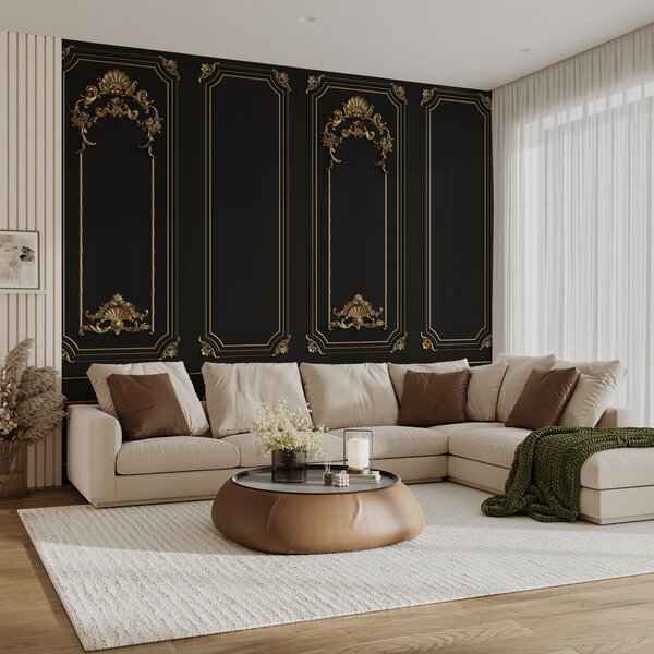 Fototapet Panouri negre elegante cu accente ornamentate, Fototapet designer, Fototapet populare, u72623 - Tapeko.ro
