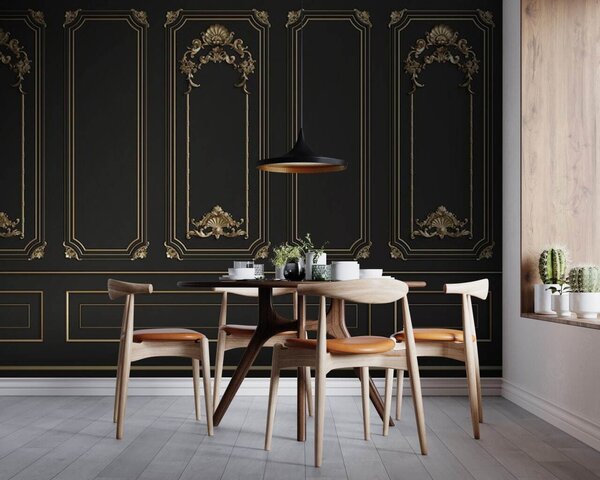 Fototapet Panouri negre elegante cu accente ornamentate, Fototapet designer, Fototapet populare, u72623 - Tapeko.ro