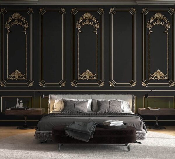 Fototapet Panouri negre elegante cu accente ornamentate, Fototapet designer, Fototapet populare, u72623 - Tapeko.ro