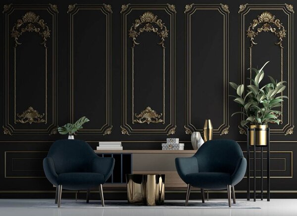 Fototapet Panouri negre elegante cu accente ornamentate, Fototapet designer, Fototapet populare, u72623 - Tapeko.ro