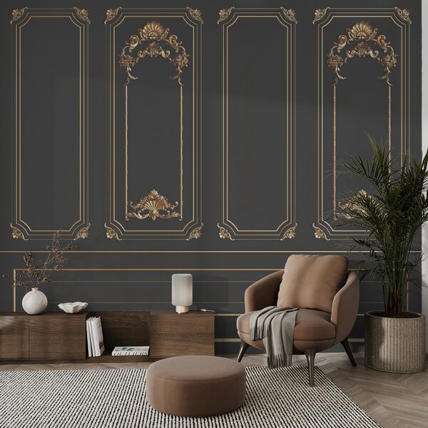 Fototapet Panouri negre elegante cu accente ornamentate, Fototapet designer, Fototapet populare, u72623 - Tapeko.ro