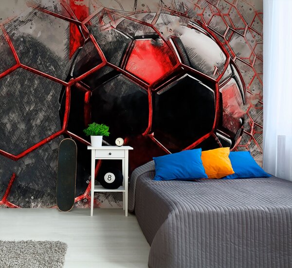 Fototapet Minge de fotbal într-o plasă, Fototapet designer, Fototapet populare, u72803 - Tapeko.ro