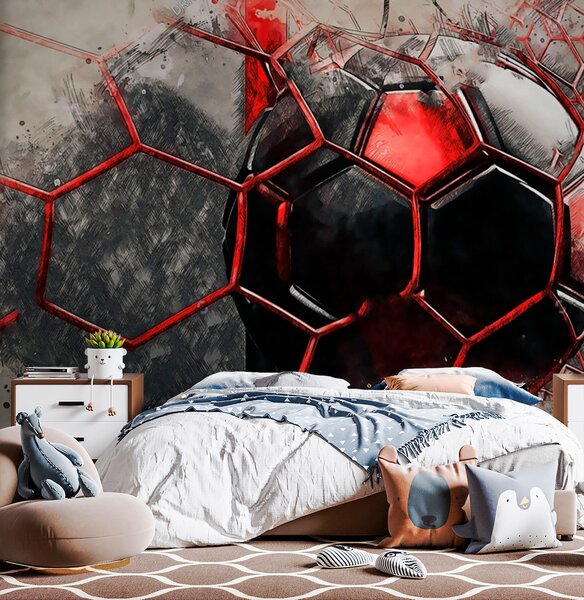 Fototapet Minge de fotbal într-o plasă, Fototapet designer, Fototapet populare, u72803 - Tapeko.ro