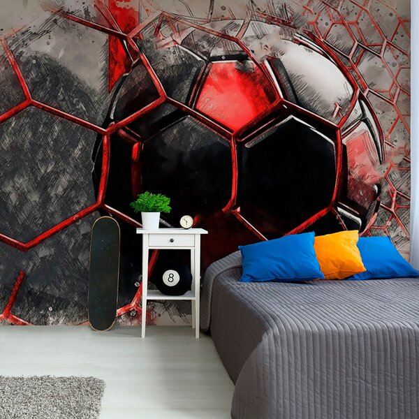 Fototapet Minge de fotbal într-o plasă, Fototapet designer, Fototapet populare, u72803 - Tapeko.ro