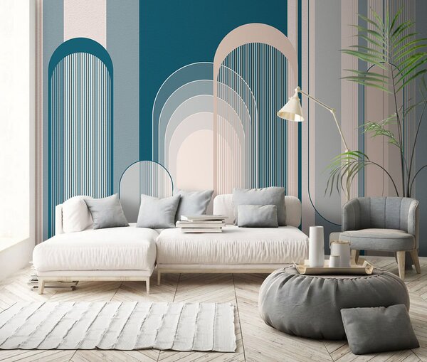 Fototapet Albastru și alb, model art deco, Fototapet designer, Fototapet populare, u73099 - Tapeko.ro