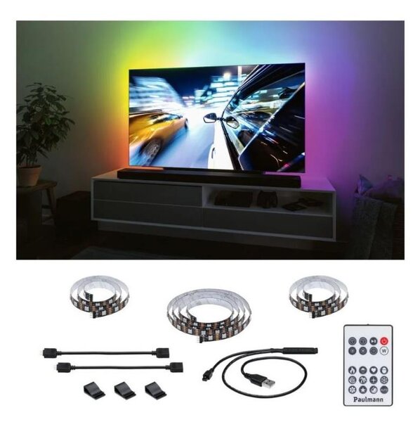 Bandă dimabilă pentru televizor LED/3,5W RGB 2m ZOLL 5V Paulmann 78880 + telecomandă