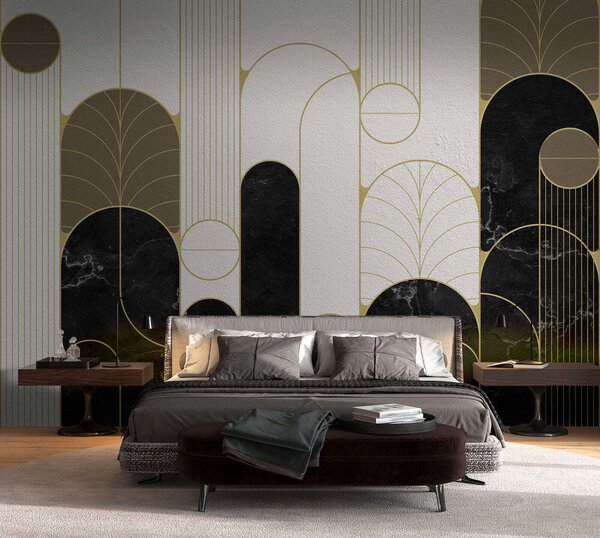 Fototapet Design art deco alb-negru și alb, Fototapet marmură, Fototapet populare, u73101 - Tapeko.ro