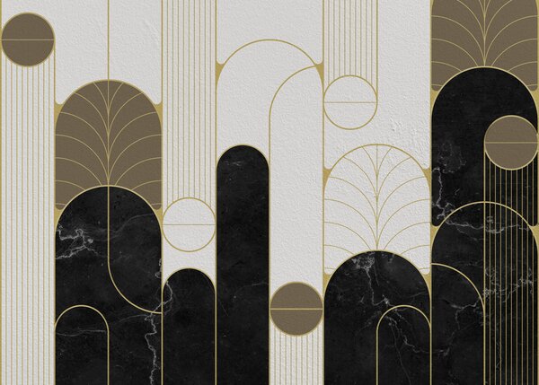Fototapet Design art deco alb-negru și alb, Fototapet marmură, Fototapet populare, u73101 - Tapeko.ro