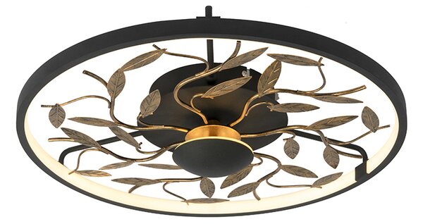 Lampă de plafon Art Deco neagră cu reglabil auriu în 3 trepte - Bota