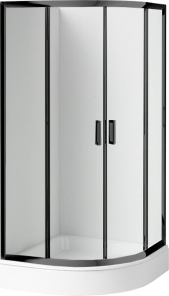 Deante Funkia cabină cu cădiță 80x80 cm semicircular negru mat/sticlă transparentă KDDZN52K
