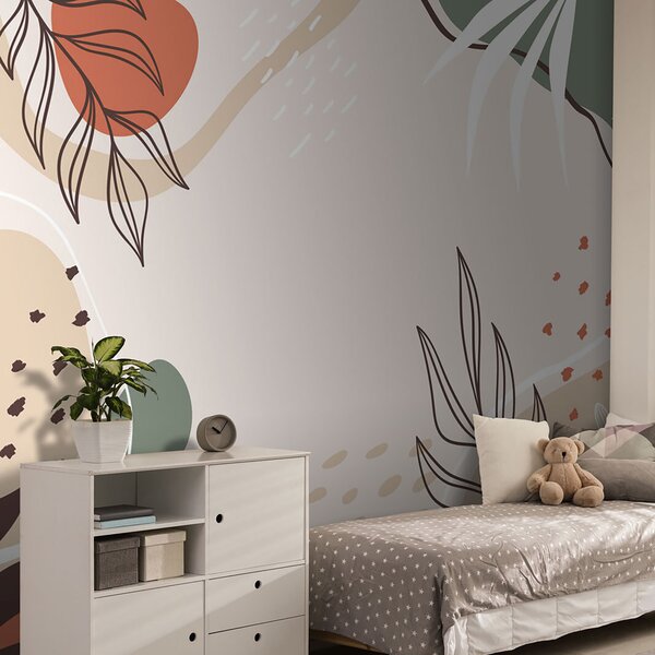 Fototapet Design floral colorat pe un fundal alb, Fototapet designer, Fototapet populare, u73824 - Tapeko.ro