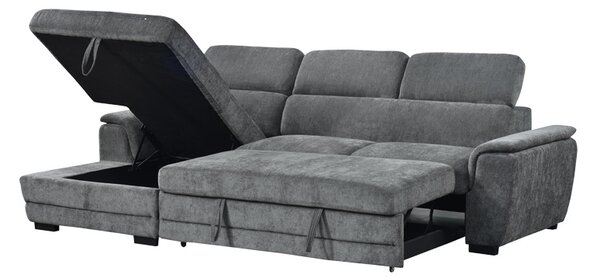 Coltar extensibil pe stanga cu spatiu de depozitare, Dreamora, Antracit, 167x270x82 cm