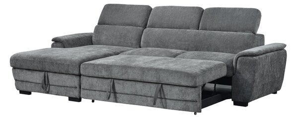 Coltar extensibil pe stanga cu spatiu de depozitare, Dreamora, Antracit, 167x270x82 cm