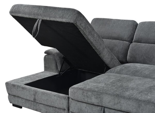 Coltar extensibil pe stanga cu spatiu de depozitare, Dreamora, Antracit, 167x270x82 cm