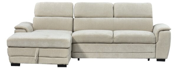 Coltar extensibil pe stanga cu spatiu de depozitare, Dreamora, Alb, 167x270x82 cm
