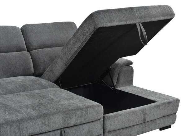 Coltar extensibil pe dreapta cu spatiu de depozitare, Dreamora, Antracit, 167x270x82 cm