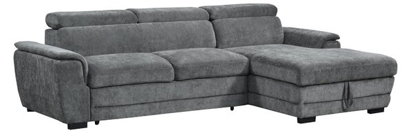 Coltar extensibil pe dreapta cu spatiu de depozitare, Dreamora, Antracit, 167x270x82 cm