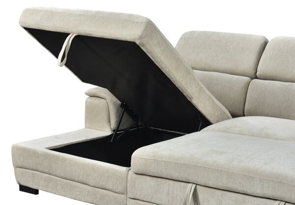 Coltar extensibil pe stanga cu spatiu de depozitare, Dreamora, Alb, 167x270x82 cm