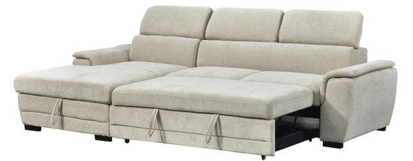 Coltar extensibil pe stanga cu spatiu de depozitare, Dreamora, Alb, 167x270x82 cm