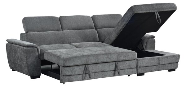 Coltar extensibil pe dreapta cu spatiu de depozitare, Dreamora, Antracit, 167x270x82 cm
