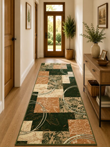Traversa Covor, Lotos 15001, Verde, Latime 100 cm, Diverse Lungimi, 1800 gr mp