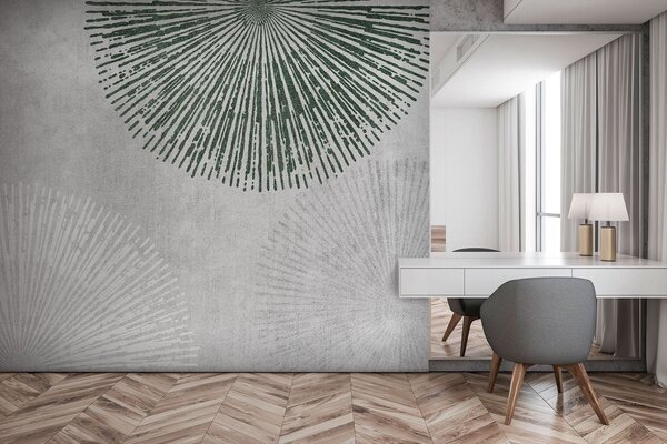 Fototapet Design circular alb și verde, Fototapet geometric 3D, Fototapet populare, u74078 - Tapeko.ro