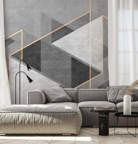 Fototapet Design geometric gri și alb, Fototapet geometric 3D, Fototapet populare, u74080 - Tapeko.ro