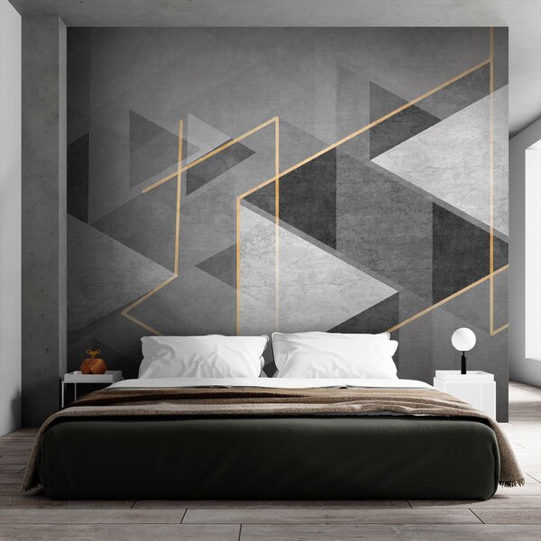 Fototapet Design geometric gri și alb, Fototapet geometric 3D, Fototapet populare, u74080 - Tapeko.ro