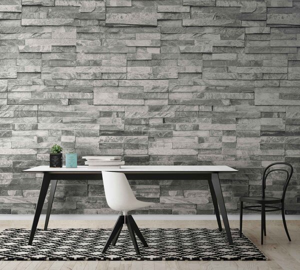 Fototapet Perete din piatră texturată în design monocrom, Fototapet textură, Fototapet populare, u74255 - Tapeko.ro