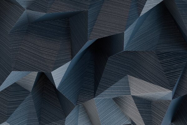 Fototapet Valuri geometrice în nuanțe de albastru, Fototapet geometric 3D, Fototapet populare, u74292 - Tapeko.ro