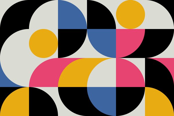 Fototapet Cercuri și pătrate colorate, Fototapet geometric 3D, Fototapet populare, u74293 - Tapeko.ro