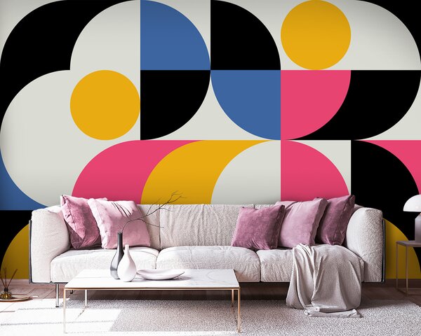 Fototapet Cercuri și pătrate colorate, Fototapet geometric 3D, Fototapet populare, u74293 - Tapeko.ro
