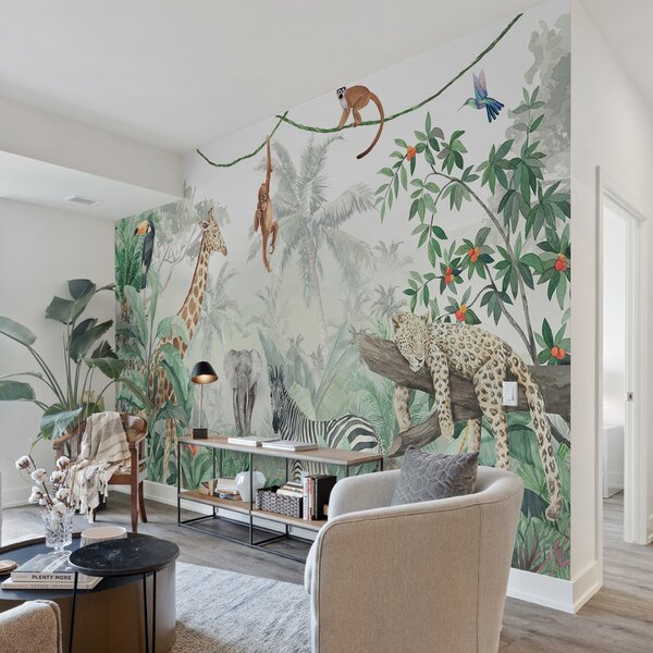 Fototapet Perete mural de animale în junglă, Fototapet jungle, Fototapet populare, u74709 - Tapeko.ro