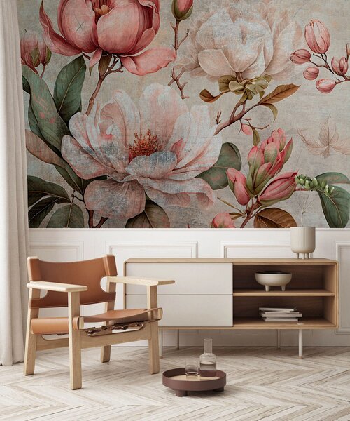 Fototapet Ilustrație florală vintage cu magnolii, Populare fototapet, Populare fototapet, u75382 - Muralas.ro