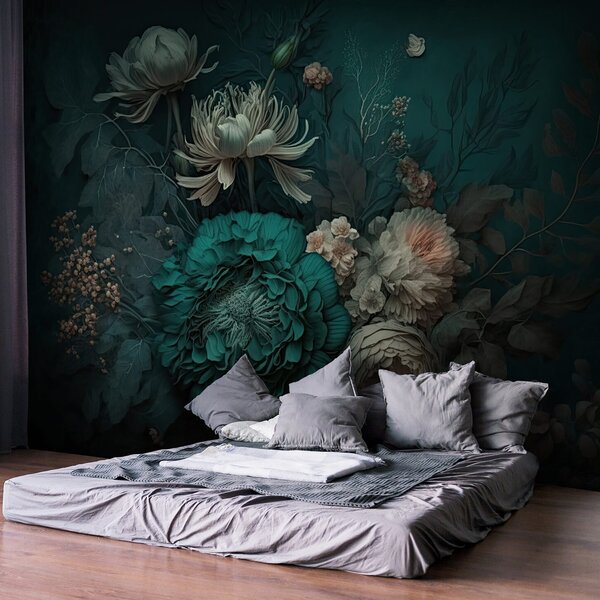 Fototapet Compoziție florală elegantă cu nuanțe profunde, Fototapet flori 3D, Fototapet populare, u75402 - Tapeko.ro