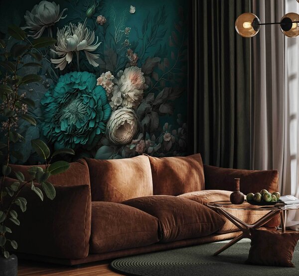 Fototapet Compoziție florală elegantă cu nuanțe profunde, Fototapet flori 3D, Fototapet populare, u75402 - Tapeko.ro