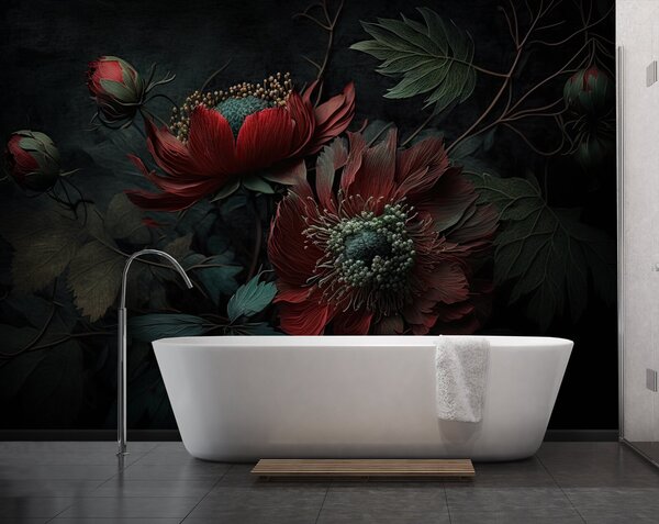 Fototapet Flori întunecate într-un decor mohorât, Fototapet flori 3D, Fototapet populare, u75403 - Tapeko.ro