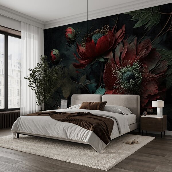 Fototapet Flori întunecate într-un decor mohorât, Fototapet flori 3D, Fototapet populare, u75403 - Tapeko.ro