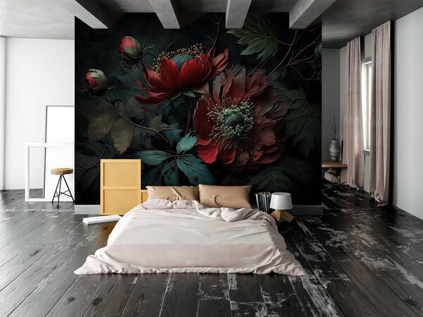 Fototapet Flori întunecate într-un decor mohorât, Fototapet flori 3D, Fototapet populare, u75403 - Tapeko.ro