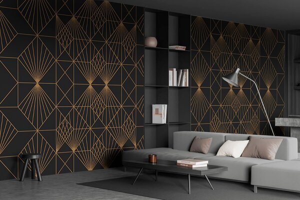 Fototapet Model geometric complicat pe negru, Populare fototapet, Populare fototapet, u75446 - Muralas.ro