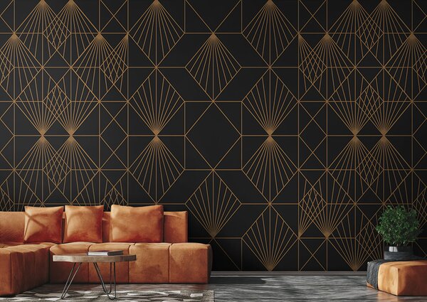 Fototapet Model geometric complicat pe negru, Populare fototapet, Populare fototapet, u75446 - Muralas.ro