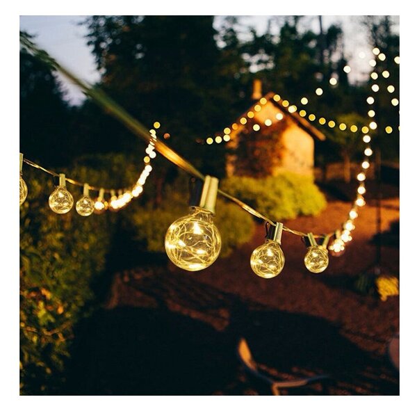 Ghirlanda inseriabila cu 10 globuri LED, lumina calda, lungime 5 metri