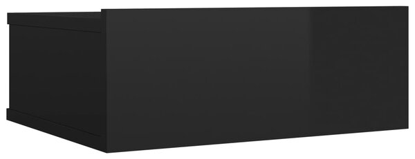 Noptieră suspendată, negru extralucios, 40x30x15 cm, PAL